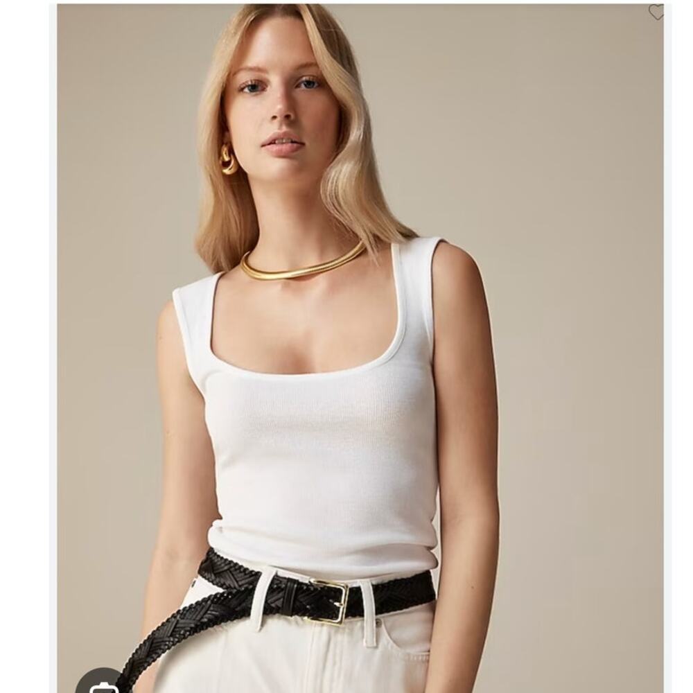 NWT J. Crew Cropped Fine Rib Scoopneck Tank Top White M